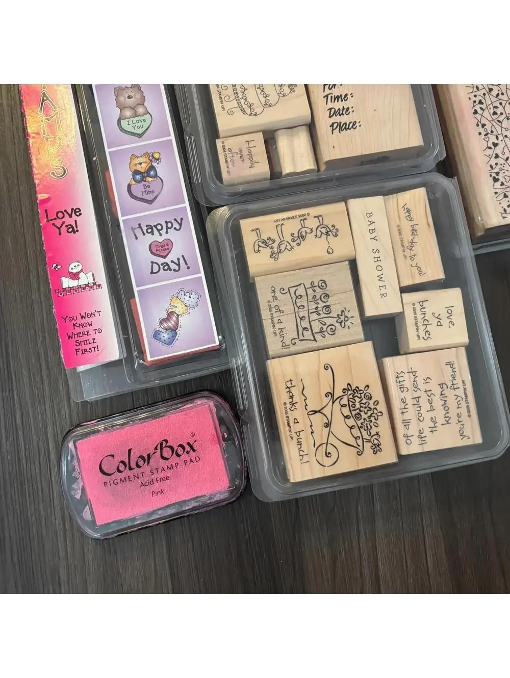 22 Rubber Stamps on Wood Stamp Kits Wood Stampin Up Rubber Art Crafts Lot